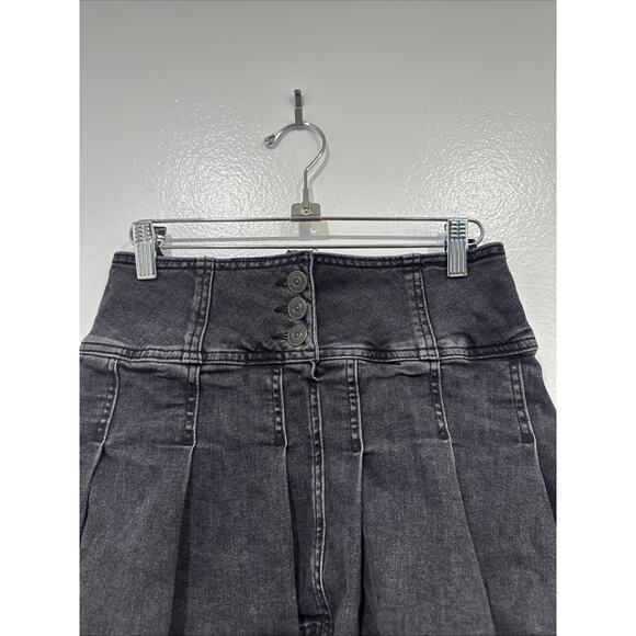 BDG Micro Black Micro Mini Skirt Womens Size Small Pleated Y2K Look Rave Denim - Picture 2 of 9